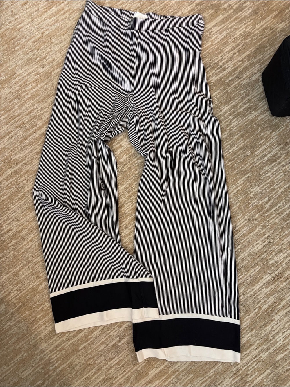 H&M Wide-Leg Striped Pants in Black and White